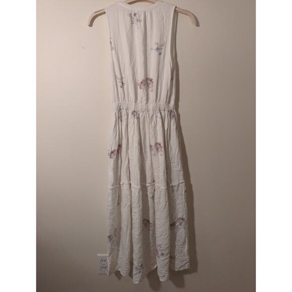 RTR Splendid Livia White Floral Print Split Neck Sleeveless Midi Dress Size XS - Picture 8 of 9